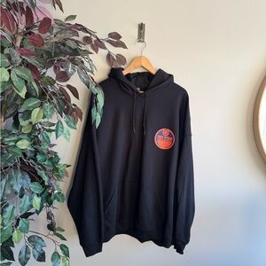 Oilers Black Hoodie with Orange Emblem